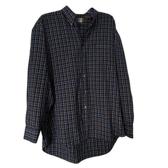 Vintage Bill Blass Men's Shirt Plaid Cotton Long Sleeve Blue Button Size Large - Picture 1 of 5